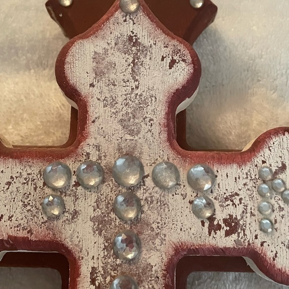 LIKE NEW Texas A&M layered wood crystal embellished wall cross 13”x8”x1.5” - Picture 10 of 10